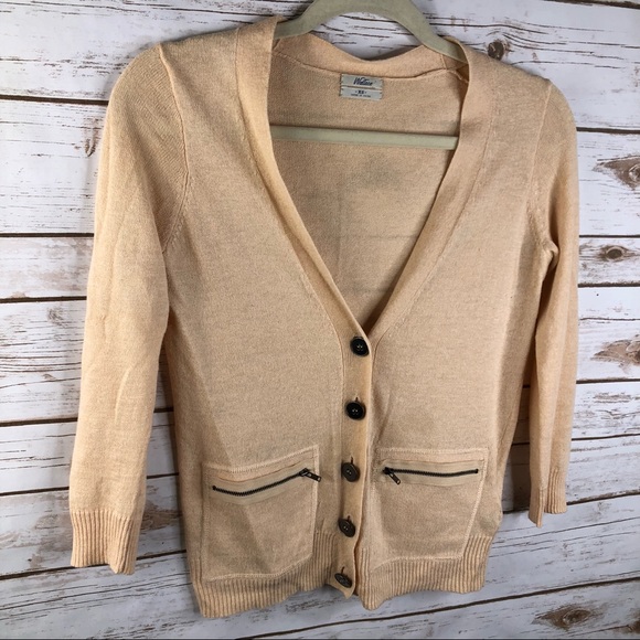 Wallace cream linen blend button up vneck cardigan - Picture 2 of 8